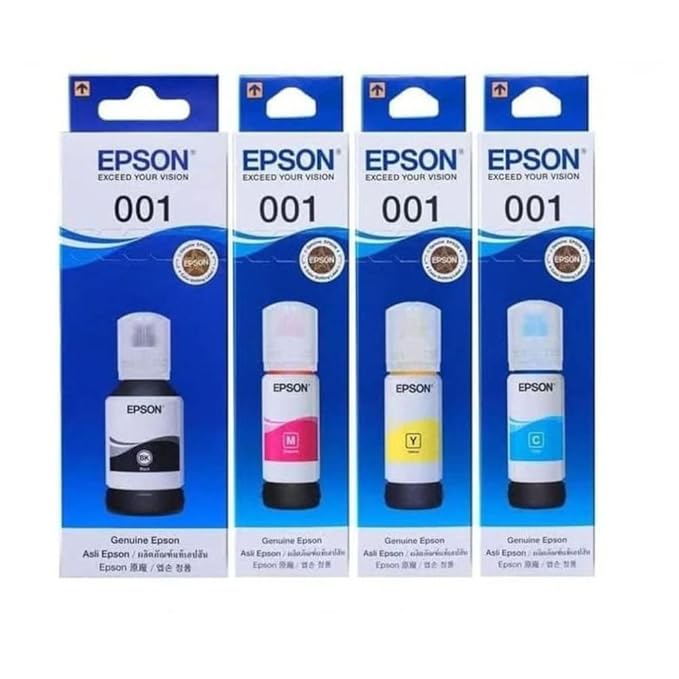 Epson 001 Ink 4 Colors for (L1100,L1200,L3100,L3200,L3500,L5100,L5200,L11050) (Set of 4)